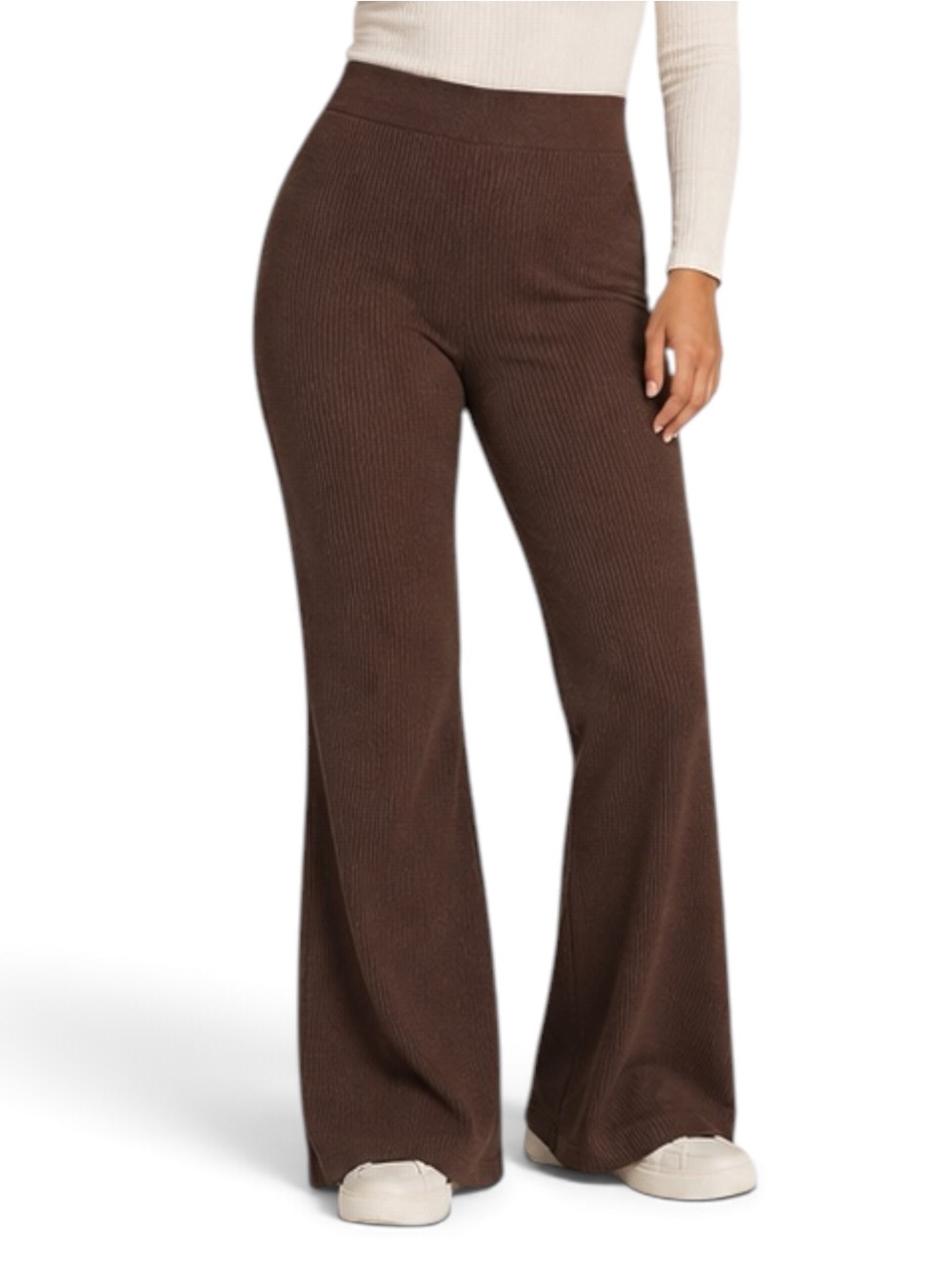 The Drop Ellison Rib Flare Sweater Pants XXL Chocolate Brown NWT
